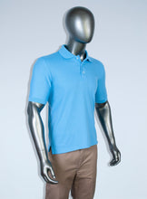 Load image into Gallery viewer, Men’s light blue pique polo with a cotton/polyester blend, designed for comfort in every activities at work or school.-1