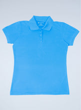 Load image into Gallery viewer, WoMens light blue pique polo