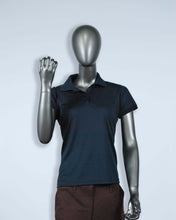 Load image into Gallery viewer, WoMens navy blue polyester polo