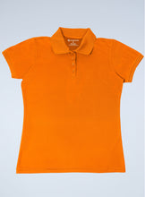Load image into Gallery viewer, WoMens orange pique polo