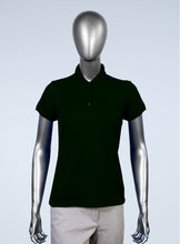 Load image into Gallery viewer, WoMens forest green pique polo