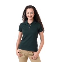 Load image into Gallery viewer, WoMens forest green pique polo 
