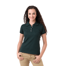 Load image into Gallery viewer, WoMens forest green pique polo