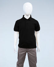 Load image into Gallery viewer, Children&#39;s black pique polo shirt
