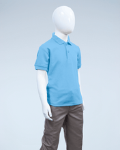 Load image into Gallery viewer, Children&#39;s light blue pique polo shirt
