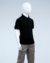 Load image into Gallery viewer, Children&#39;s black pique polo shirt
