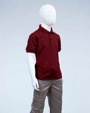 Load image into Gallery viewer, Children&#39;s maroon pique polo shirt
