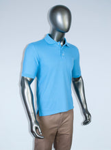 Load image into Gallery viewer, Men’s light blue pique polo with a cotton/polyester blend, designed for comfort in every activities at work or school.-1
