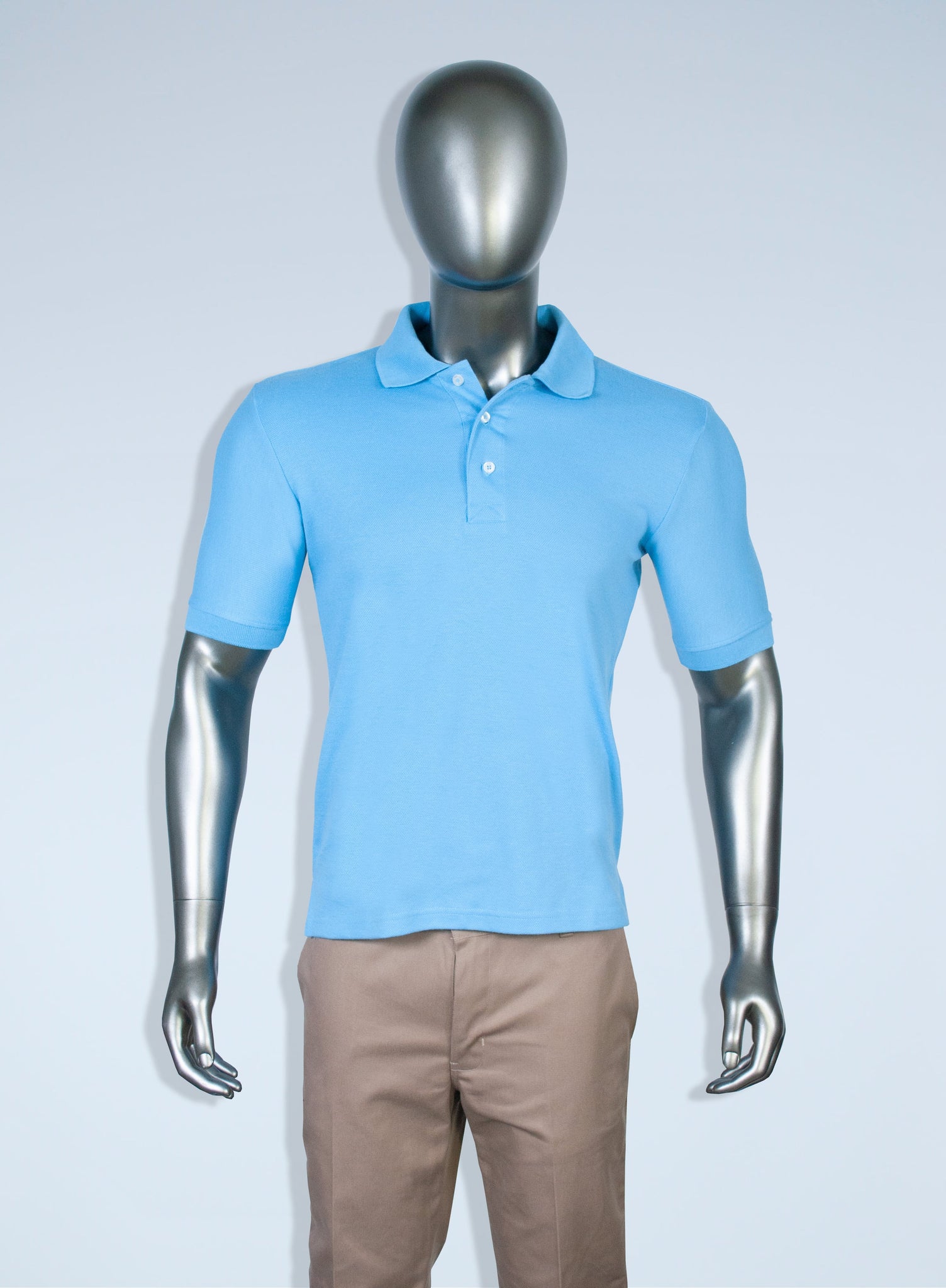 Men\'s Light Blue Pique Polo Apparel Shirt Duratex –