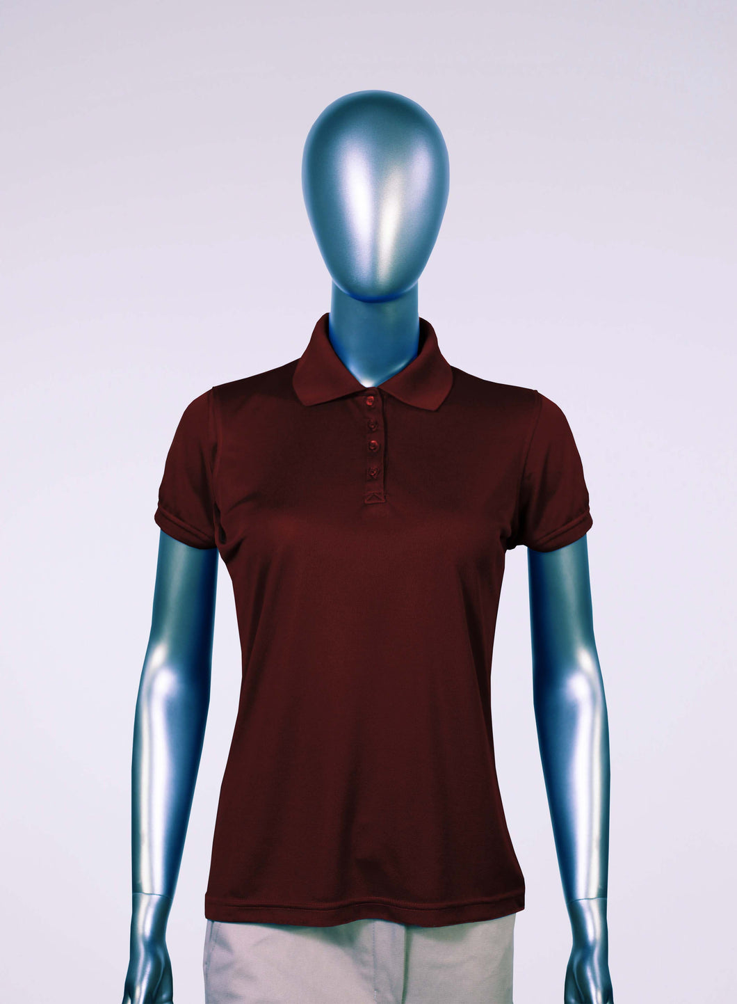 WoMens maroon polyester polo 