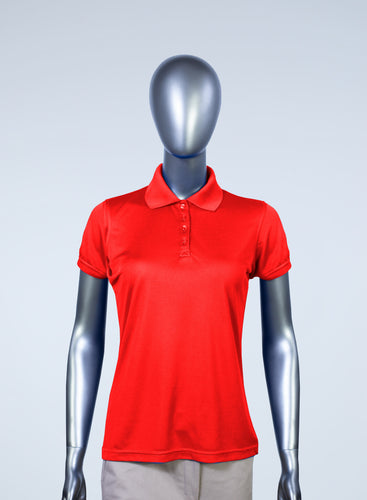 Women's Red Polyester Polo