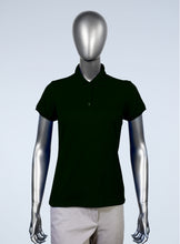 Load image into Gallery viewer, WoMens forest green pique polo 
